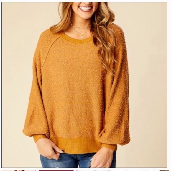 Altar’d State Nubby Knit Bubble Sleeve Sweater - Picture 1 of 9